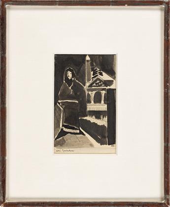 CARL SPRINCHORN (1887-1971) Three brush and ink and wash drawings.